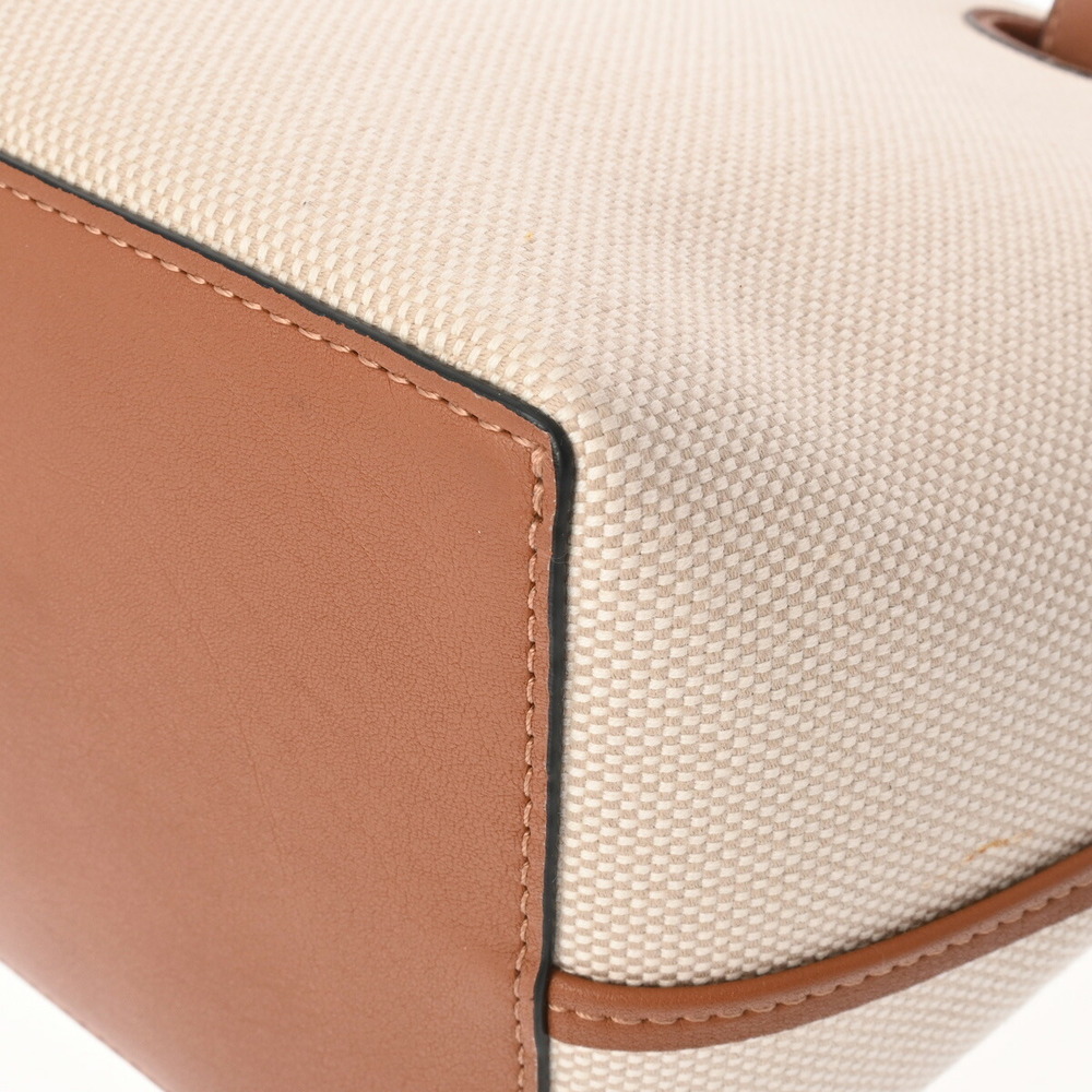 Loewe Anagram Tote Bag Ecru Tan Canvas Calfskin - Picture 7 of 9